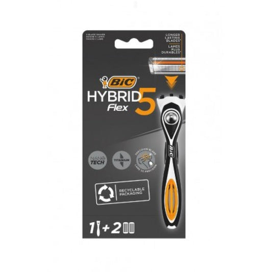 BIC FLEX 5 HYBRID MAQUINA BARBEAR + 2 CABEÇAS REPOSIÇÃO
