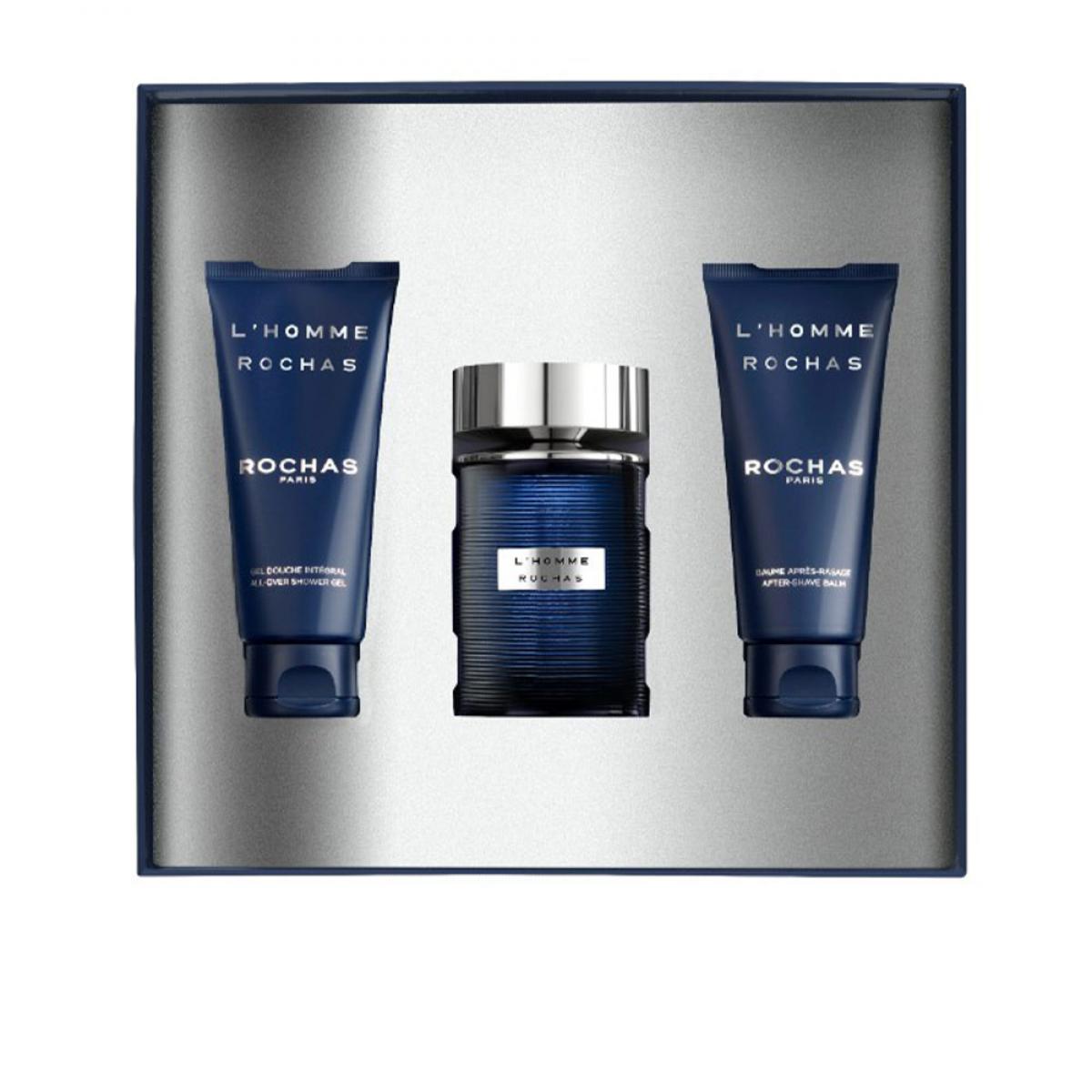Rochas L'Homme Edt 100ml + Bálsamo After Shave 100ml + Gel de Banho 100ml Coffret