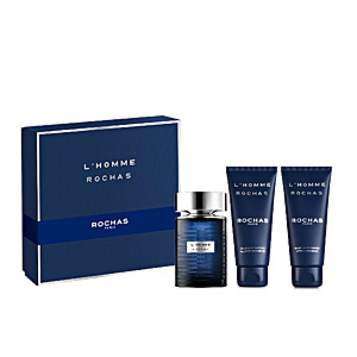 Rochas L'Homme Edt 100ml + Bálsamo After Shave 100ml + Gel de Banho 100ml Coffret